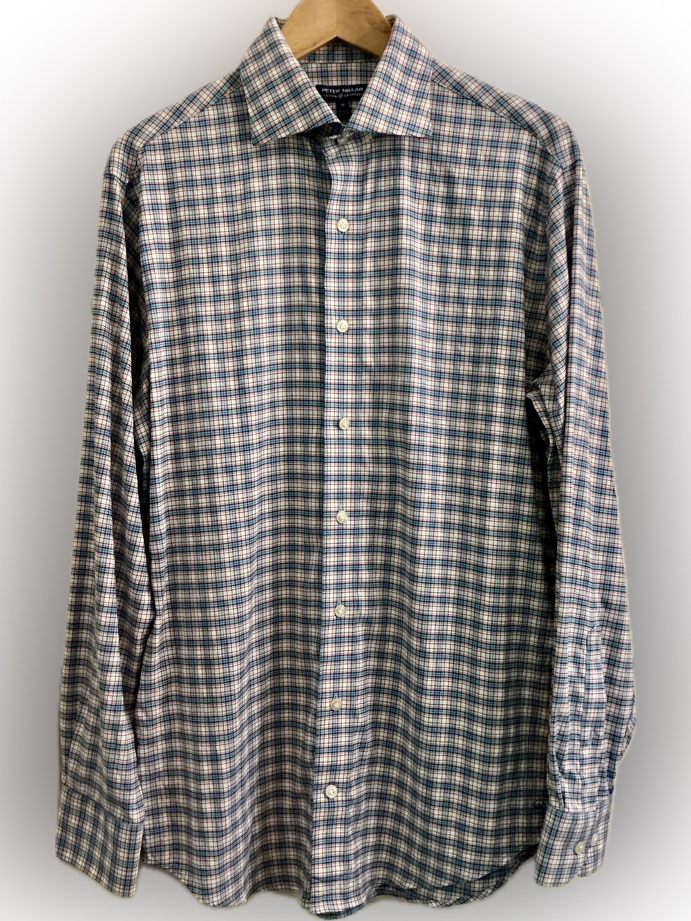Peter Millar Crown Crafted Plaid Button-Down Shirt Men’s Medium - Blue Red White